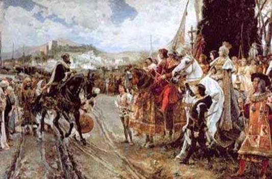 The Capitulation of Granada by F. Padilla: Boabdil before Ferdinand and Isabella